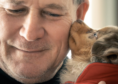 New puppy kisses owner Boston MA